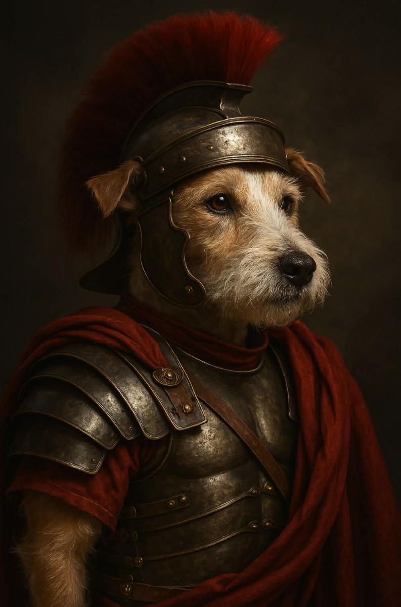 The Centurion portrait — example of classical Roman dog portrait theme by Pupello